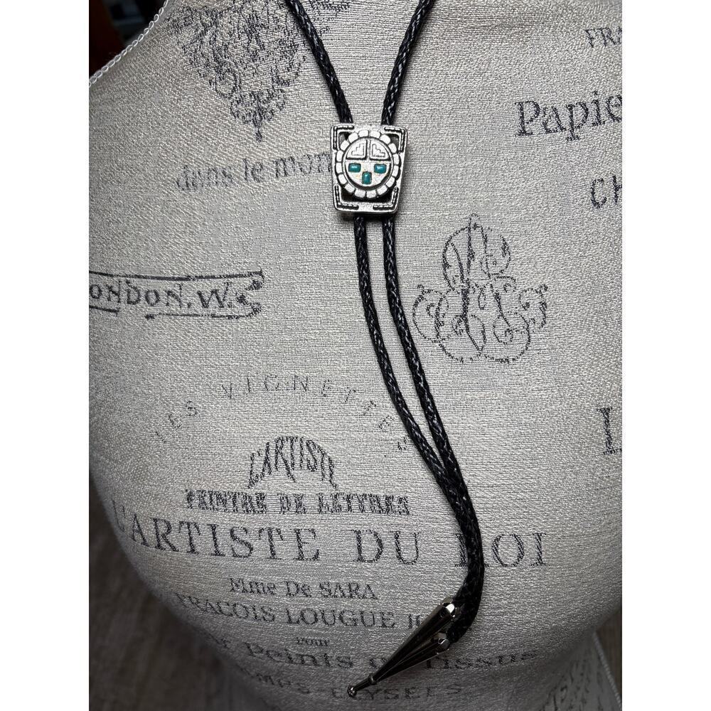 Turquoise Enamel Western Bolo Tie – Festival Ready Unisex Slide